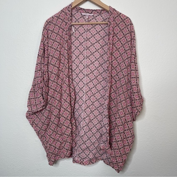 Victoria’s Secret Geometric Kimono Cardigan XS/S | Oversized Boho Cover-Up Pink - Picture 3 of 5